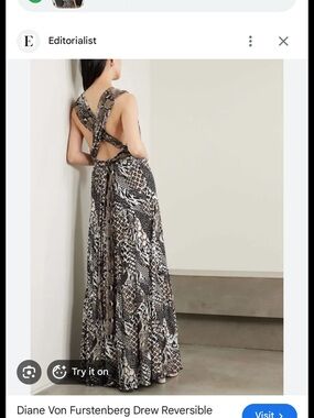 Diane Von Furstenberg Black, White & Brown Printed Wrap Dress